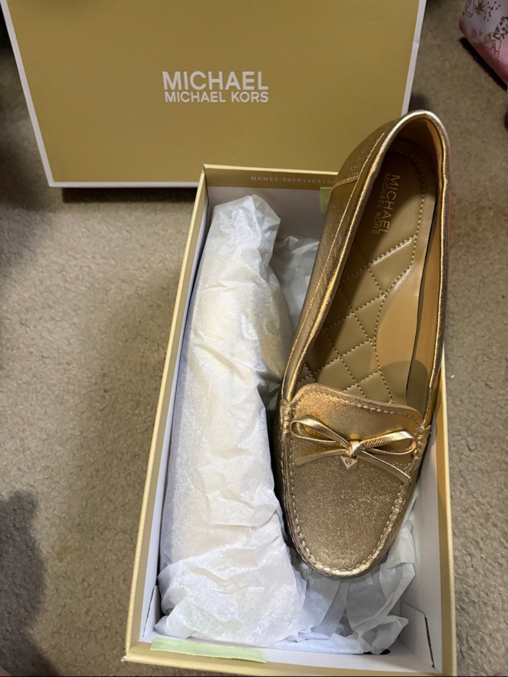 Michael Kors Gold Metallic Leather Loafers - Women's Slip-On Flats